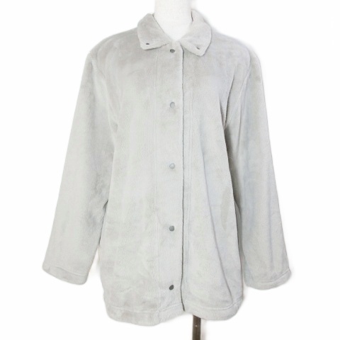 無印良品 良品計画 MUJI 美品 着る毛布 パジャマ トップスのみ ルームウェア 長袖 スナップボタン M ベージュ /X レディース拍卖