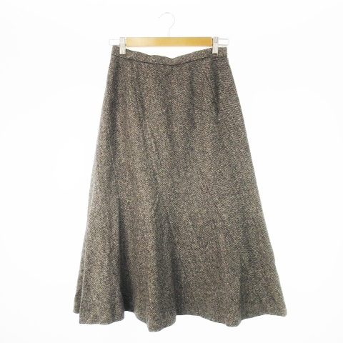 レリアン Leilian スカート フレア ロング ツイード ウール アンゴラ混 ネップ ヘリンボーン 大きいサイズ 13 グレー /CK22 レディース拍卖