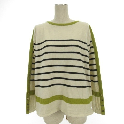 ジュンコシマダパート2 JUNKO SHIMADA part2 ボーダー ニット 長袖 セーター アイボリー ブラック グリーン 3L 251002E レディース拍卖