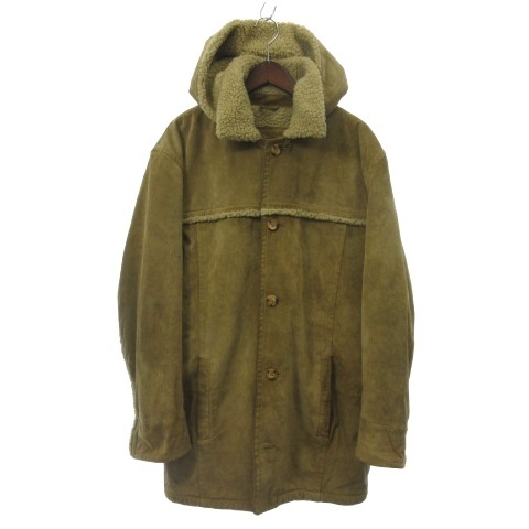 ステューシー STUSSY OLD STUSSY スエードコート ジャケット 2WAY フェイクムートン ベージュ L ☆AA★ メンズ拍卖