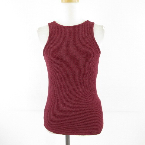 マウジー MOUSSY カットソー ノースリーブ タンクトップ ボルドー 赤 F *T596 レディース拍卖