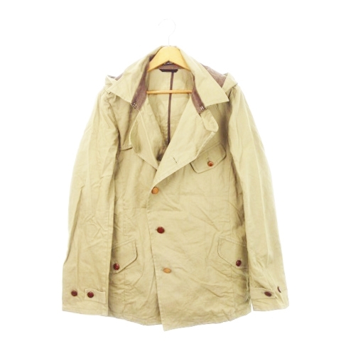 ジョンブル JOHNBULL トレンチコート ハーフ丈 フーディー コットン L ベージュ /AH25 メンズ拍卖