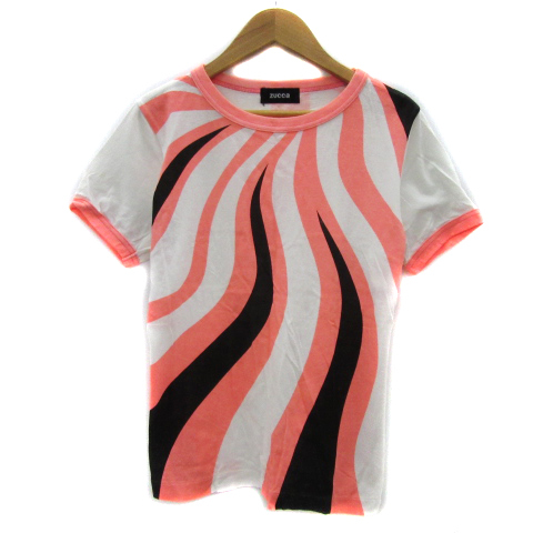 ズッカ zucca Tシャツ カットソー 半袖 ラウンドネック 総柄 M マルチカラー サーモンピンク /YS3 レディース拍卖