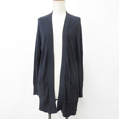 セオリーリュクス theory luxe ニット カーディガン 長袖 ロング 羽織 綿 カシミヤ混 紺 ネイビー 38 レディース拍卖