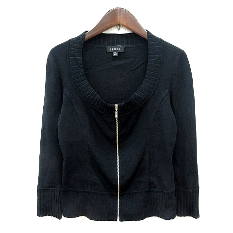 エポカ EPOCA カーディガン ニット ジップアップ 40 M 黒 ブラック /MN レディース拍卖