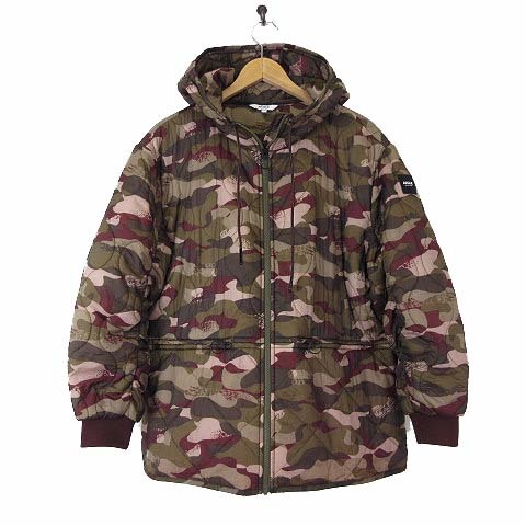 エーグル AIGLE マウンテンパーカー ジャケット 中綿 ブルゾン ZBFK446 撥水 フード 迷彩 カモフラ柄 M カーキ 緑 ピンク 美品拍卖