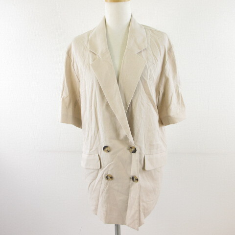 イング INGNI ジャケット 半袖 五分袖 ベージュ M *T626 レディース拍卖