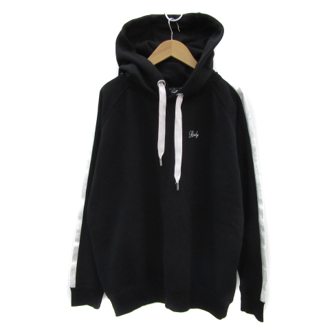 レディ Rady パーカー プルオーバー ミドル丈 ロゴ刺? オーバーサイズ S マルチカラー 黒 ブラック /YS2 レディース拍卖