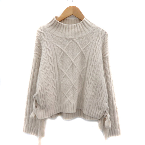 リランドチュール Rirandture ニット セーター 長袖 ハイネック ケーブル編み オーバーサイズ 1 ライトベージュ /YK37 レディース拍卖