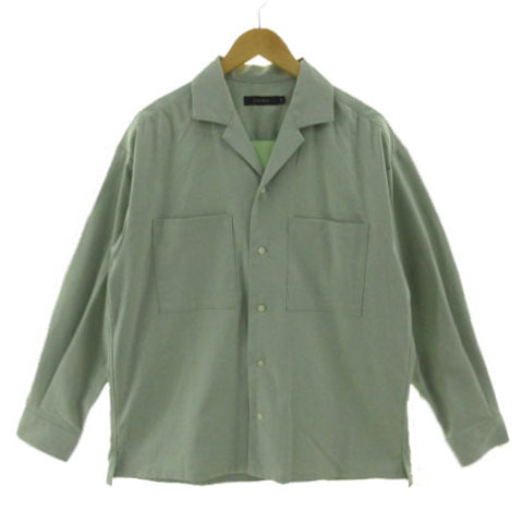 レイジブルー RAGEBLUE オープンカラーワークシャツジャケット RB020543AD 胸ポケ 長袖 裾スリット 厚手 ミントグリーン M拍卖