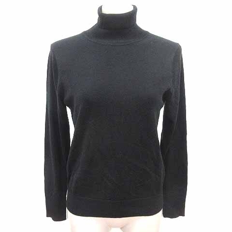 イネド INED ニット カットソー タートルネック 長袖 ウール 9 M 黒 ブラック /YK レディース拍卖