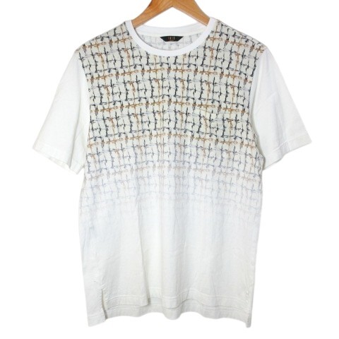 ダックス DAKS カットソー Tシャツ 半袖 総柄 グラデーション L ホワイト系 ■YHS6 /X メンズ拍卖