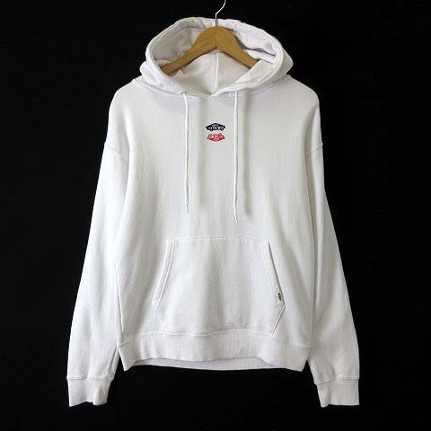 バンズ VANS パーカー スウェット プルオーバー ロゴ 刺繍 フード コットン ストレッチ 長袖 M 白 ホワイト レディース拍卖