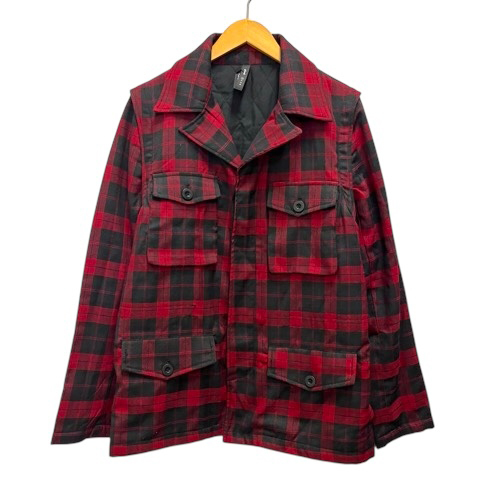 グラム glamb ジャケット シャツ アウター フライフロント チェック 長袖 1 赤 レッド メンズ拍卖