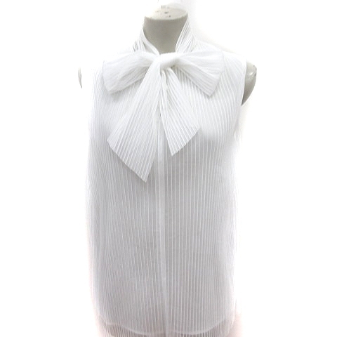 ルーニィ LOUNIE シャツ ブラウス ノースリーブ ボウタイ 38 白 ホワイト /RT レディース拍卖