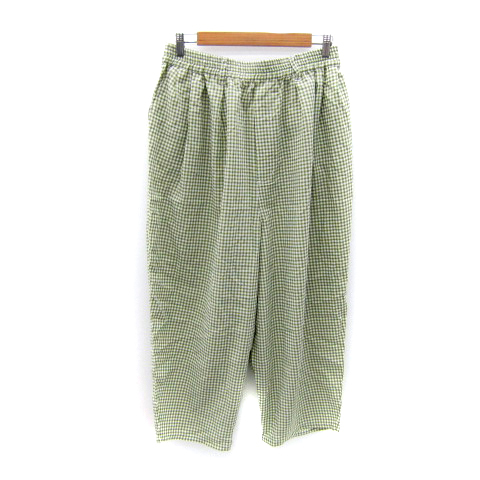 未使用品 パーソンズ PERSON'S イージーパンツ テーパードパンツ ロング丈 ギンガムチェック柄 LL 緑 グリーン /SY28 レディース拍卖