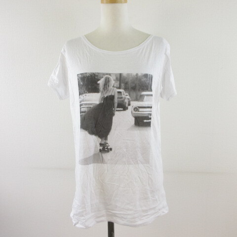 レペット Repetto カットソー Tシャツ 半袖 プリント 白 L *T445 レディース拍卖