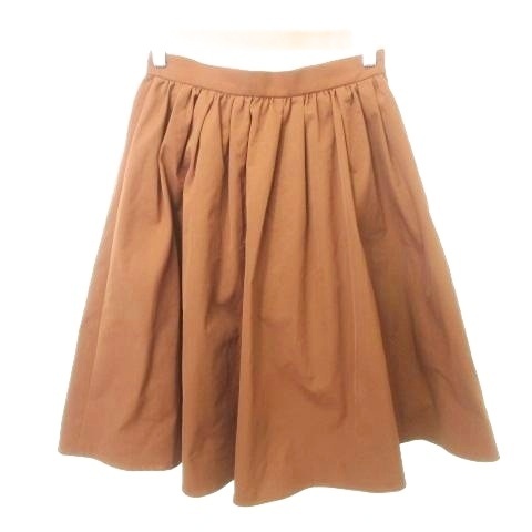 トゥモローランド TOMORROWLAND 美品 スカート ひざ丈 フレア 無地 薄手 36 約Sサイズ 茶 ブラウン ■YHS8 レディース拍卖