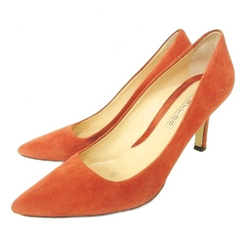 ペリーコ PELLICO ポンテッドトゥ パンプス ハイヒール スエード イタリア製 37 24cm オレンジ系 ■YHS8 レディース拍卖