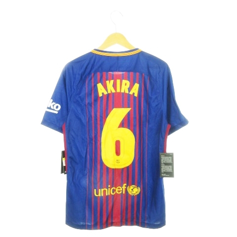 ナイキ NIKE FCバルセロナ レプリカユニフォーム ゲームシャツ 半袖 楽天スポンサー付き プリント 6 AKIRA スポーツ サッカー S 青拍卖