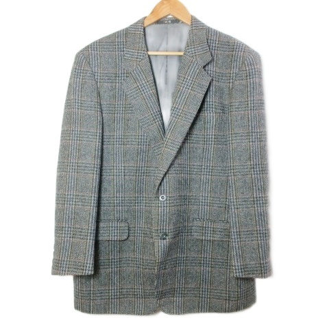 ダックス DAKS テーラードジャケット ブレザー シングル 2B チェック ウール 総裏地 98 ABL 6 約Lサイズ グレー系 ■YHS6 /X メンズ拍卖