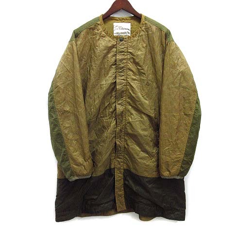 ホワイトマウンテニアリング White Mountaineering SHRINKED QUILTED NO COLLAR COAT ノーカラー コート 0 アースカラー 20AW メンズ拍卖