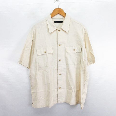 レイジブルー RAGEBLUE シャツ 半袖 麻混 L ベージュ ※EKM メンズ拍卖