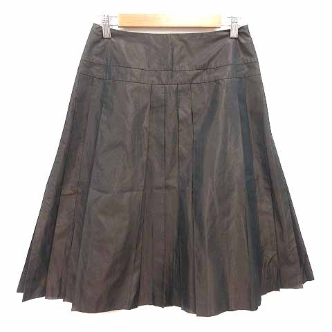 マーレンダム MARLENEDAM プリーツスカート ミモレ ロング サテン 42 L こげ茶 ダークブラウン /YK レディース拍卖