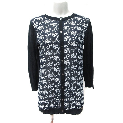 プリングル Pringle カーディガン シフォン 長袖 星柄 黒 ブラック /YI レディース拍卖