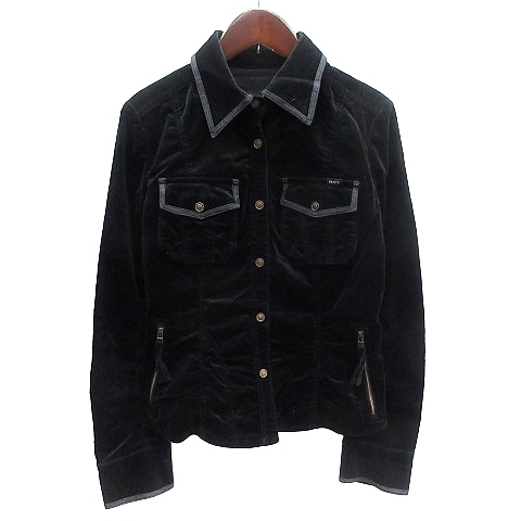 エポカ EPOCA ステンカラージャケット ベルベット パイピング 40 M 黒 ブラック /AU レディース拍卖