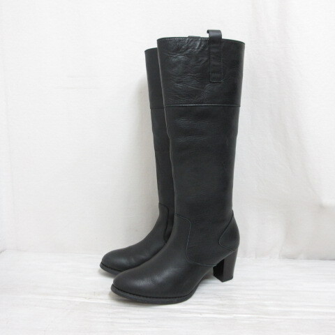未使用品 ストリクト Strict ロング ブーツ 本革 レザー 37 約23.5cm 黒 ブラック 靴 シューズ レディース拍卖