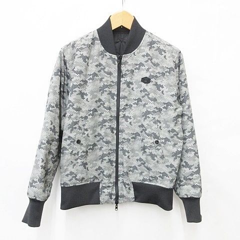 キャロウェイ CALLAWAY ゴルフ ジャケット ブルゾン 2WAY リバーシブル プリント総柄 キルト 中綿 防寒 グレー 黒 ブラック L メンズ拍卖