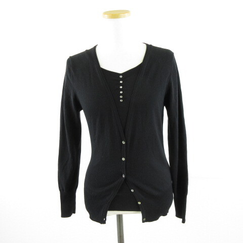 イネド INED アンサンブルニット カーディガン 長袖 半袖 黒 9 *A466 レディース拍卖