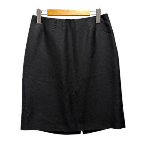 プラダ PRADA スカート 台形 タイト シルク バックスリット 無地 ひざ丈 42 黒 ブラック レディース拍卖