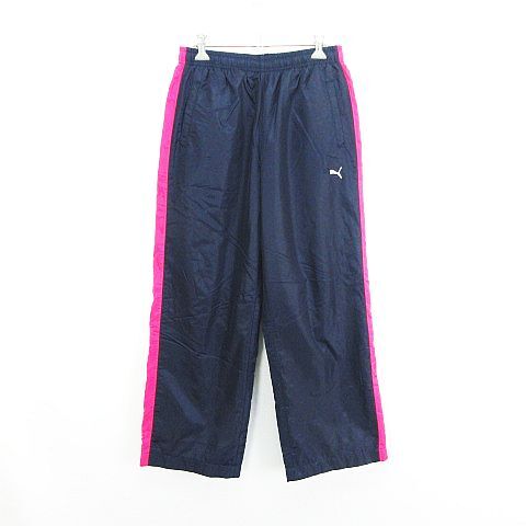 プーマ PUMA パンツ ボトムス ウィンドブレーカー ロング丈 ロゴ 裏起毛 O ネイビー×ピンク スポーツウェア ※EKM レディース拍卖