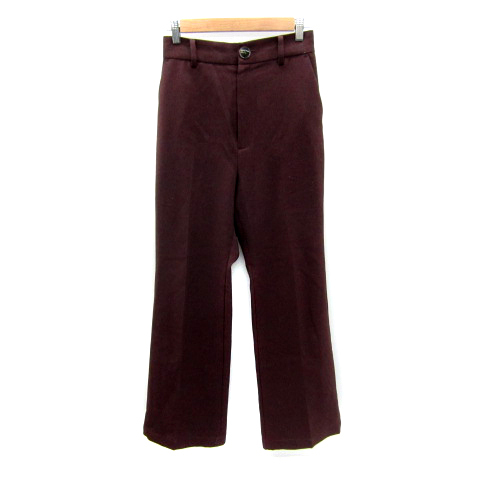 ヘザー Heather スラックスパンツ フレアパンツ ロング丈 無地 M 赤茶 レッドブラウン /SY22 レディース拍卖