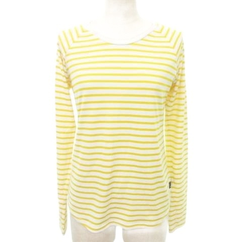 ヘリーハンセン 美品 カットソー 長袖 ボーダー クルーネック サムホール 薄手 Mサイズ 黄色 イエロー ■YHS3 レディース拍卖