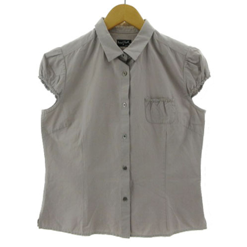 マーガレットハウエル MARGARET HOWELL シルクブレンドフレンチスリーブシャツ MHW0821 日本製 シルク40% グレージュ 2拍卖