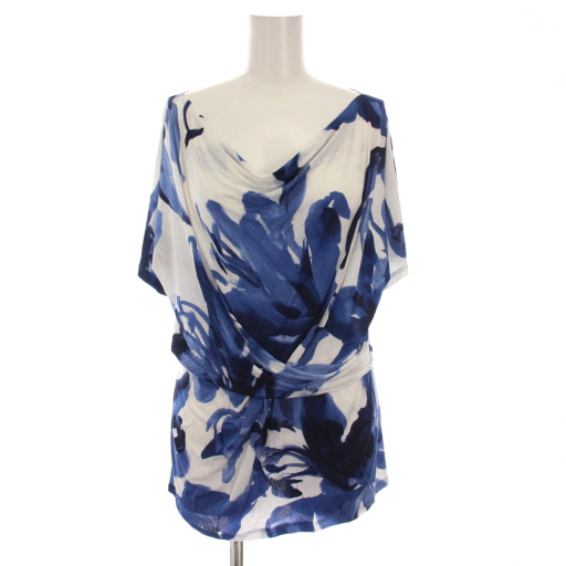 マックスマーラステュディオ Max Mara Studio カットソー 総柄 半袖 L 青 ブルー 白 ホワイト 69710801050 /YM レディース拍卖