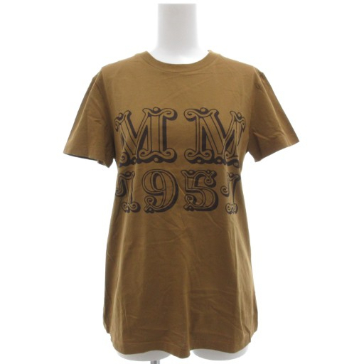 マックスマーラ MAX MARA 23年 MINCIO 1951 コットン クルーネック ジャージー Tシャツ カットソー 半袖 茶 ブラウン ロゴ拍卖