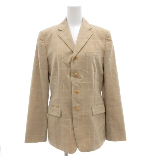 アールエルラルフローレン RL RALPH LAUREN テーラードジャケット 11 ベージュ ウインドペン 4つボタン 総裏地 ノーベント拍卖