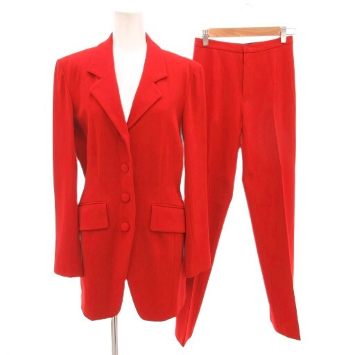 IRIE 入江末男 スーツ セットアップ テーラードジャケット パンツ ウール S 赤 レッド /FF レディース拍卖