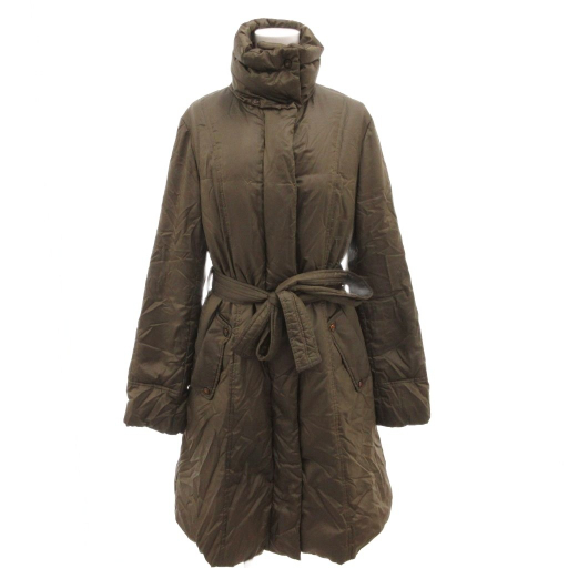 コムサデモード COMME CA DU MODE ダウンコート スタンドカラー ベルト付き ロング カーキ /FF レディース拍卖