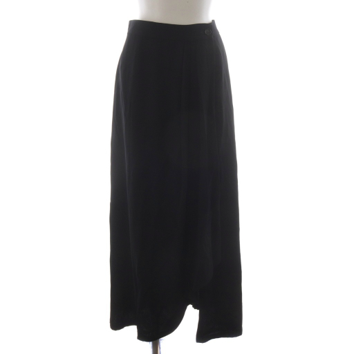 イヴサンローラン YVES SAINT LAURENT 巻きスカート ロング アシンメトリー ヴィンテージ 36 黒 ブラック HE046-939 /RR レディース拍卖