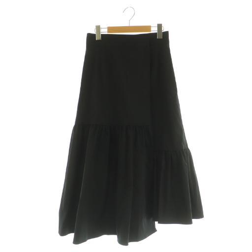 未使用品 ルシェルブルー LE CIEL BLEU ティアードラップスカート ロング フレア 38 ブラック /MY ■OS レディース拍卖
