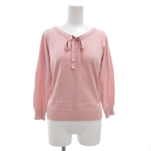 バーバリー ロンドン BURBERRY LONDON リボンタイ ニット カットソー 長袖 ホース刺繍 1 ピンク /GV ■GY43 レディース拍卖