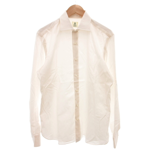 ルイジボレッリ LUIGI BORRELLI ワイドカラーシャツ ドレスシャツ 長袖 16.5/42 白 ホワイト /FF メンズ拍卖