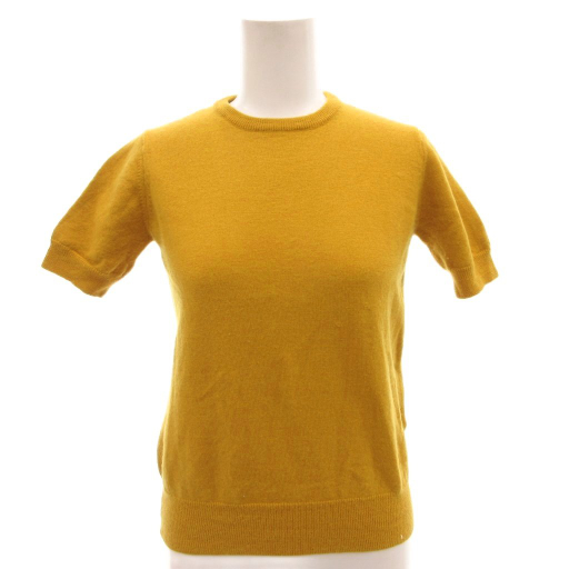 バーバリーズブルーレーベル Burberry's BLUE LABEL ヴィンテージ 半袖 クルーネックニット ウール M 黄 マスタード拍卖