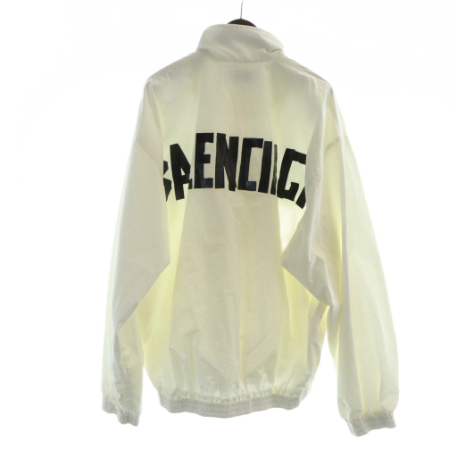 バレンシアガ BALENCIAGA テープバックロゴジップアップブルゾン ジャンパー 長袖 メッシュ ロゴ S 白 ホワイト 794468 TPQ38拍卖