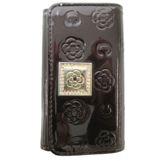 クレイサス CLATHAS キーケース ダークブラウン 花柄 エンボス加工 ラインストーン 4連 /AE レディース拍卖